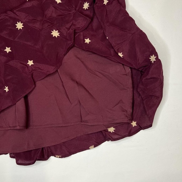 NWT MADEWELL 100% SILK Vneck Short Sleeve Flutter Hem Lined Dress Stars 12 - Picture 10 of 15